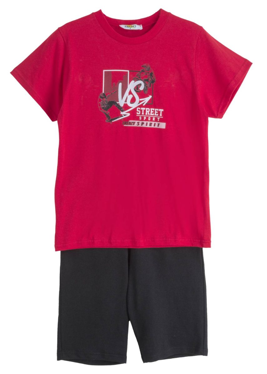 ΣΕΤ ΜΠΛΟΥΖΑ ΒΕΡΜΟΥΔΑ - ΚΟΚΚΙΝΟ ΜΑΥΡΟ ΚΟΚΚΙΝΟ ΜΑΥΡΟ